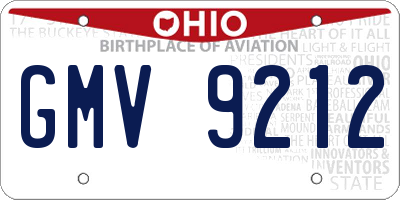 OH license plate GMV9212