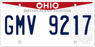 OH license plate GMV9217