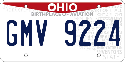 OH license plate GMV9224