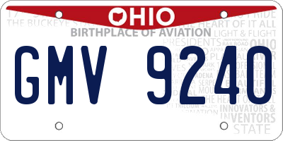 OH license plate GMV9240