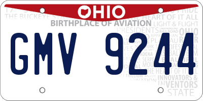 OH license plate GMV9244