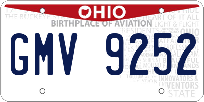 OH license plate GMV9252