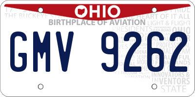 OH license plate GMV9262