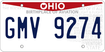 OH license plate GMV9274