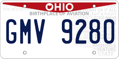 OH license plate GMV9280