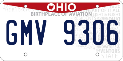 OH license plate GMV9306