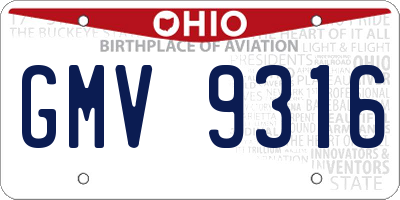 OH license plate GMV9316