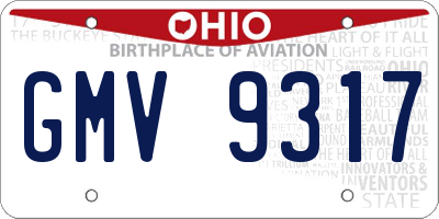 OH license plate GMV9317