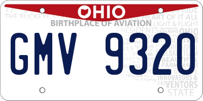 OH license plate GMV9320