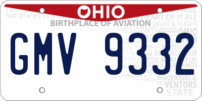 OH license plate GMV9332