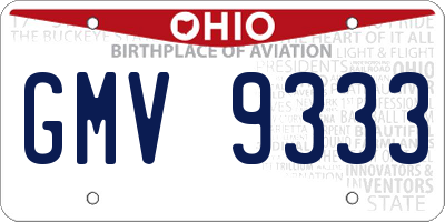OH license plate GMV9333