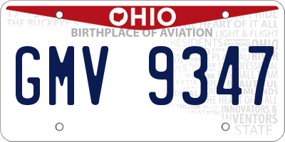 OH license plate GMV9347