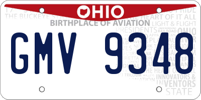 OH license plate GMV9348