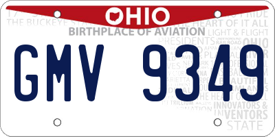 OH license plate GMV9349