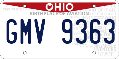OH license plate GMV9363