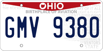 OH license plate GMV9380