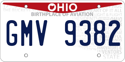 OH license plate GMV9382