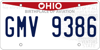 OH license plate GMV9386