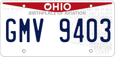 OH license plate GMV9403