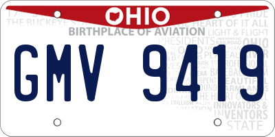 OH license plate GMV9419