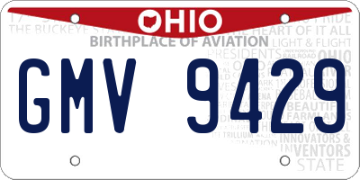 OH license plate GMV9429