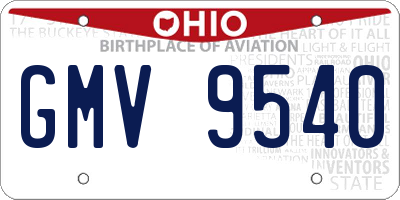 OH license plate GMV9540