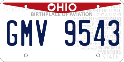 OH license plate GMV9543