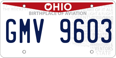 OH license plate GMV9603