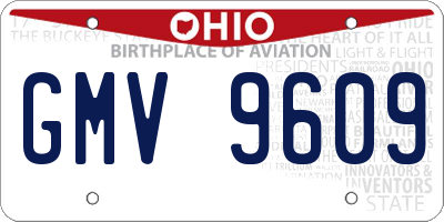 OH license plate GMV9609