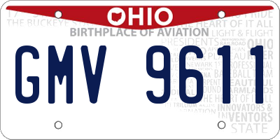 OH license plate GMV9611