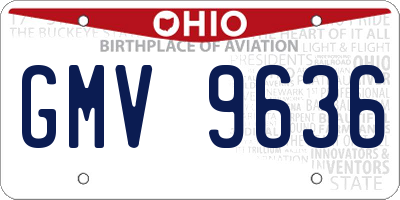 OH license plate GMV9636