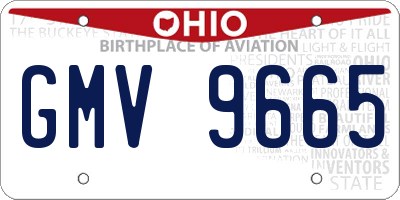 OH license plate GMV9665