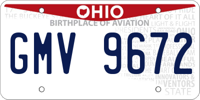OH license plate GMV9672