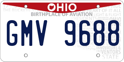 OH license plate GMV9688