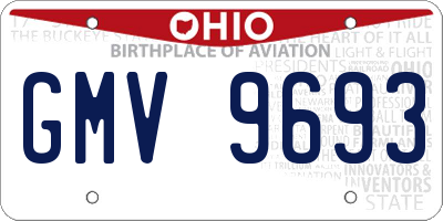 OH license plate GMV9693