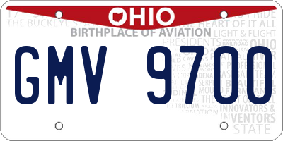 OH license plate GMV9700