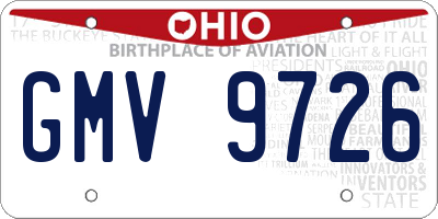 OH license plate GMV9726