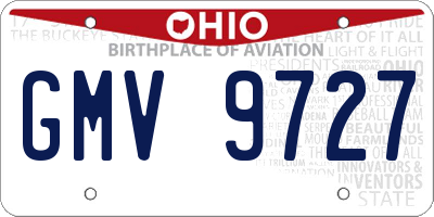 OH license plate GMV9727
