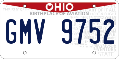 OH license plate GMV9752