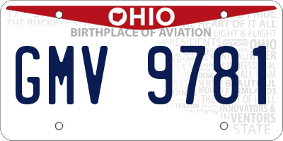 OH license plate GMV9781