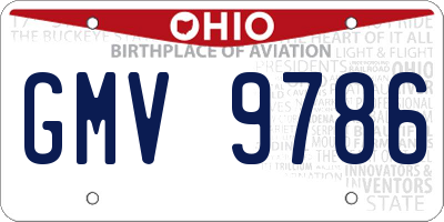 OH license plate GMV9786