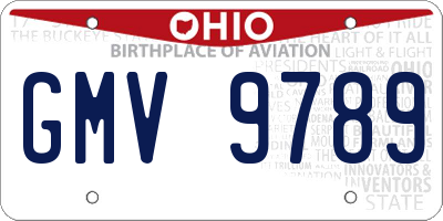 OH license plate GMV9789
