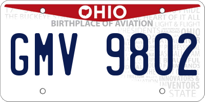 OH license plate GMV9802