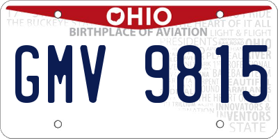OH license plate GMV9815