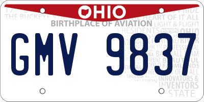OH license plate GMV9837