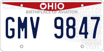 OH license plate GMV9847