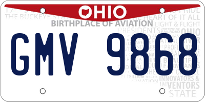 OH license plate GMV9868