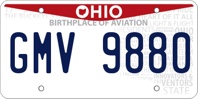 OH license plate GMV9880