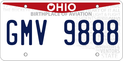 OH license plate GMV9888