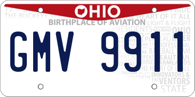 OH license plate GMV9911
